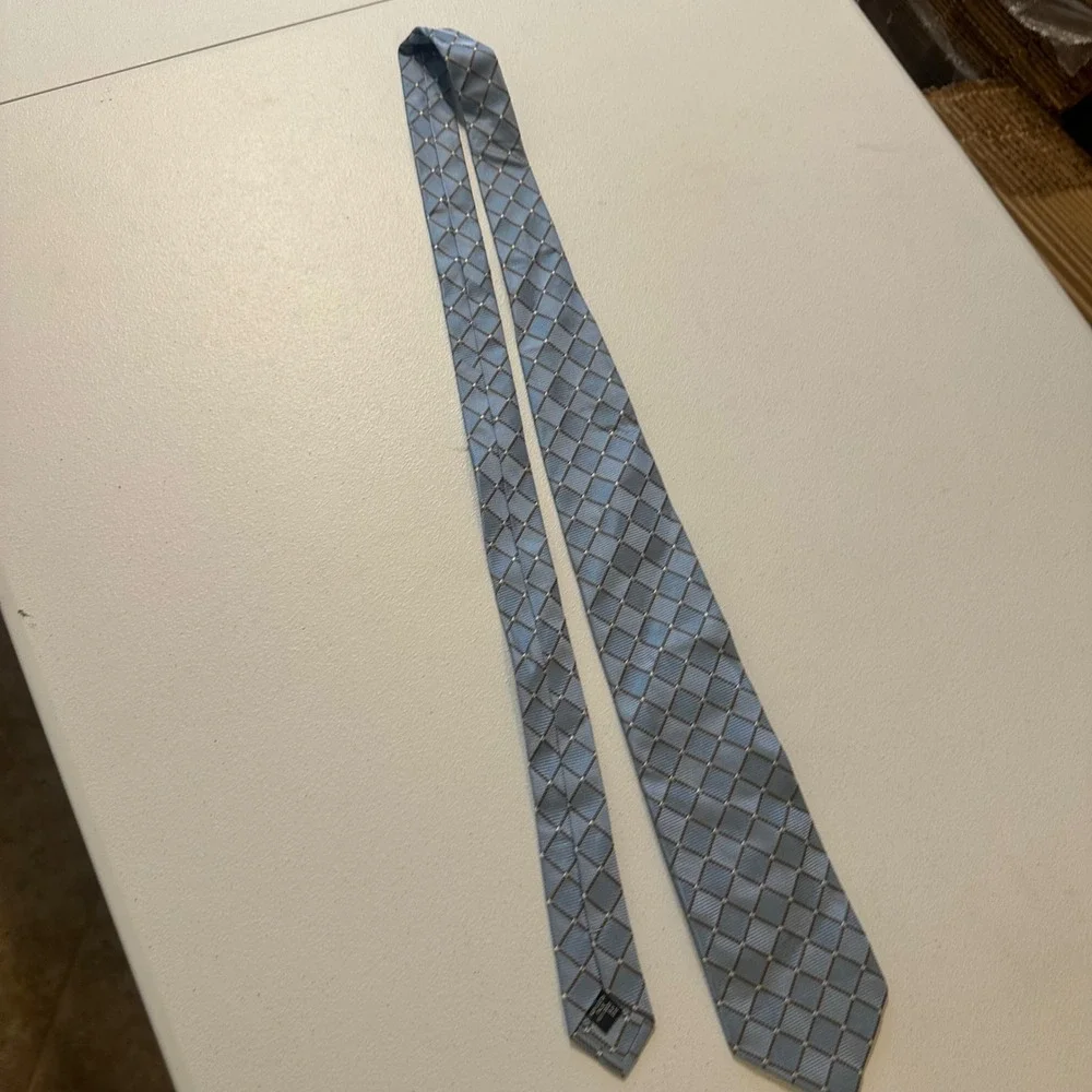 Brienno Silk Tie Mens OS Blue Diamond Geometric Italian Designer Luxury Formal‎